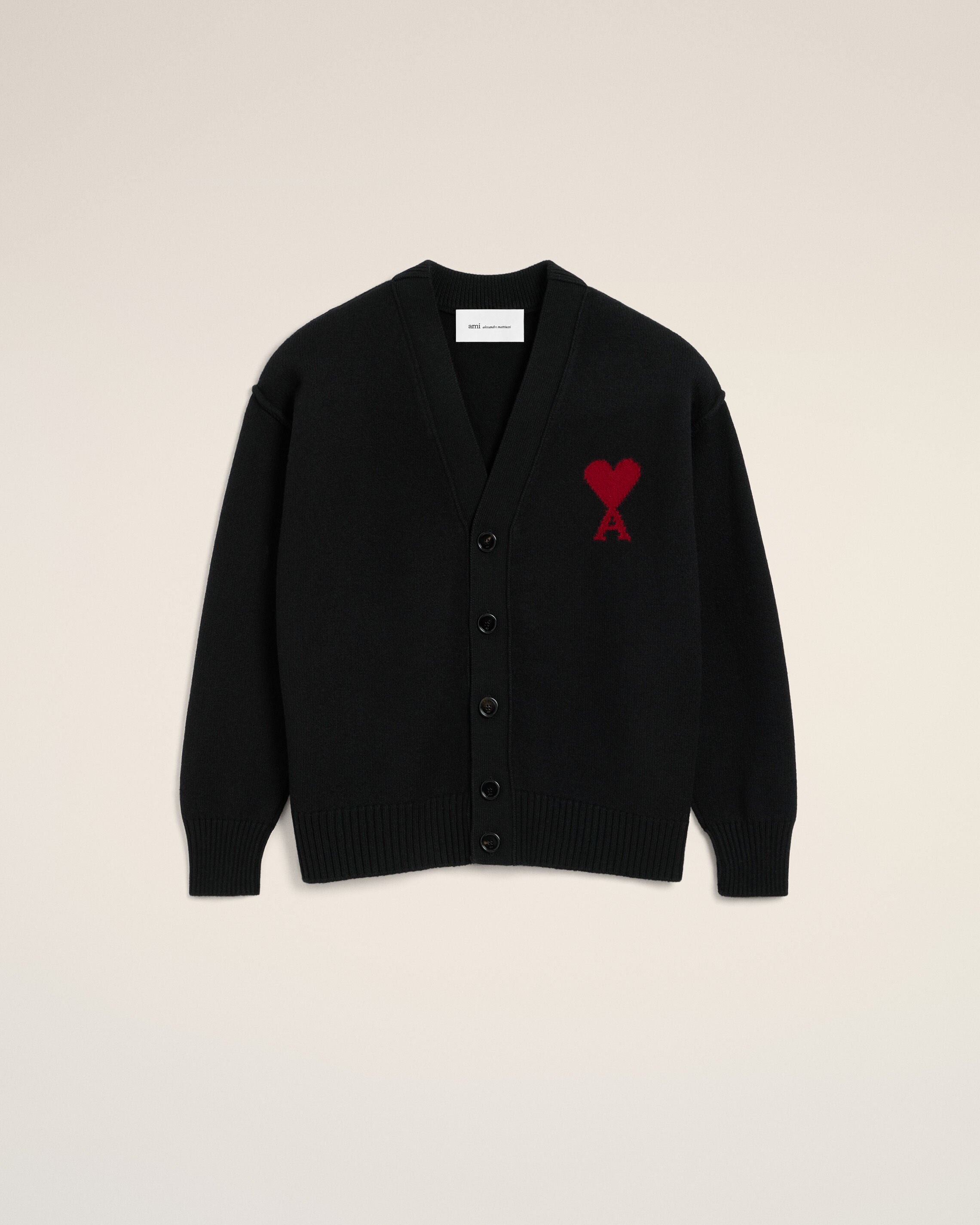 CARDIGAN AMI DE COEUR DE LANA NEGRA/ROJA | AMI PARIS