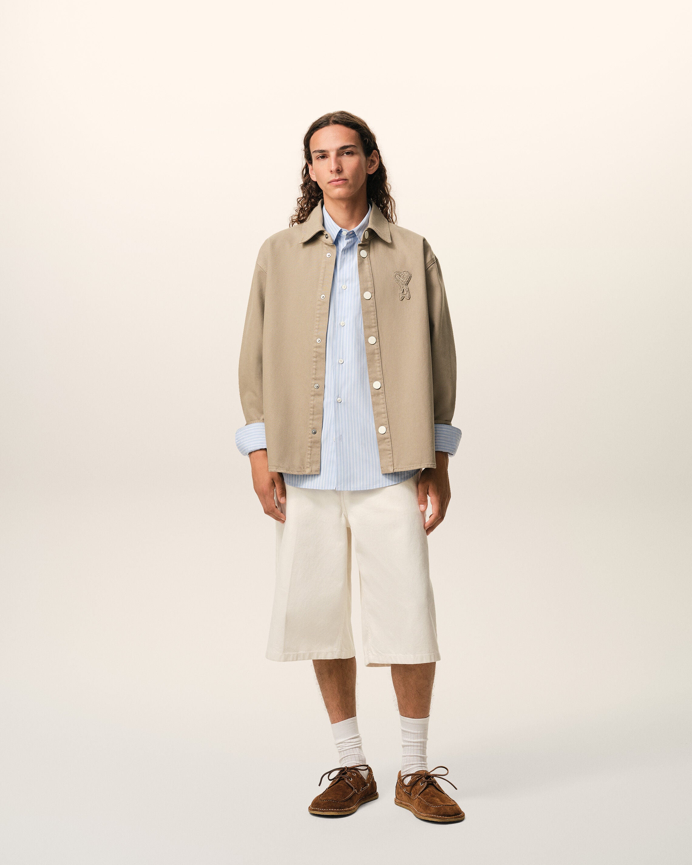 CAMISERO AMI DE COEUR DE LANA BEIGE TAUPE | Ami Paris