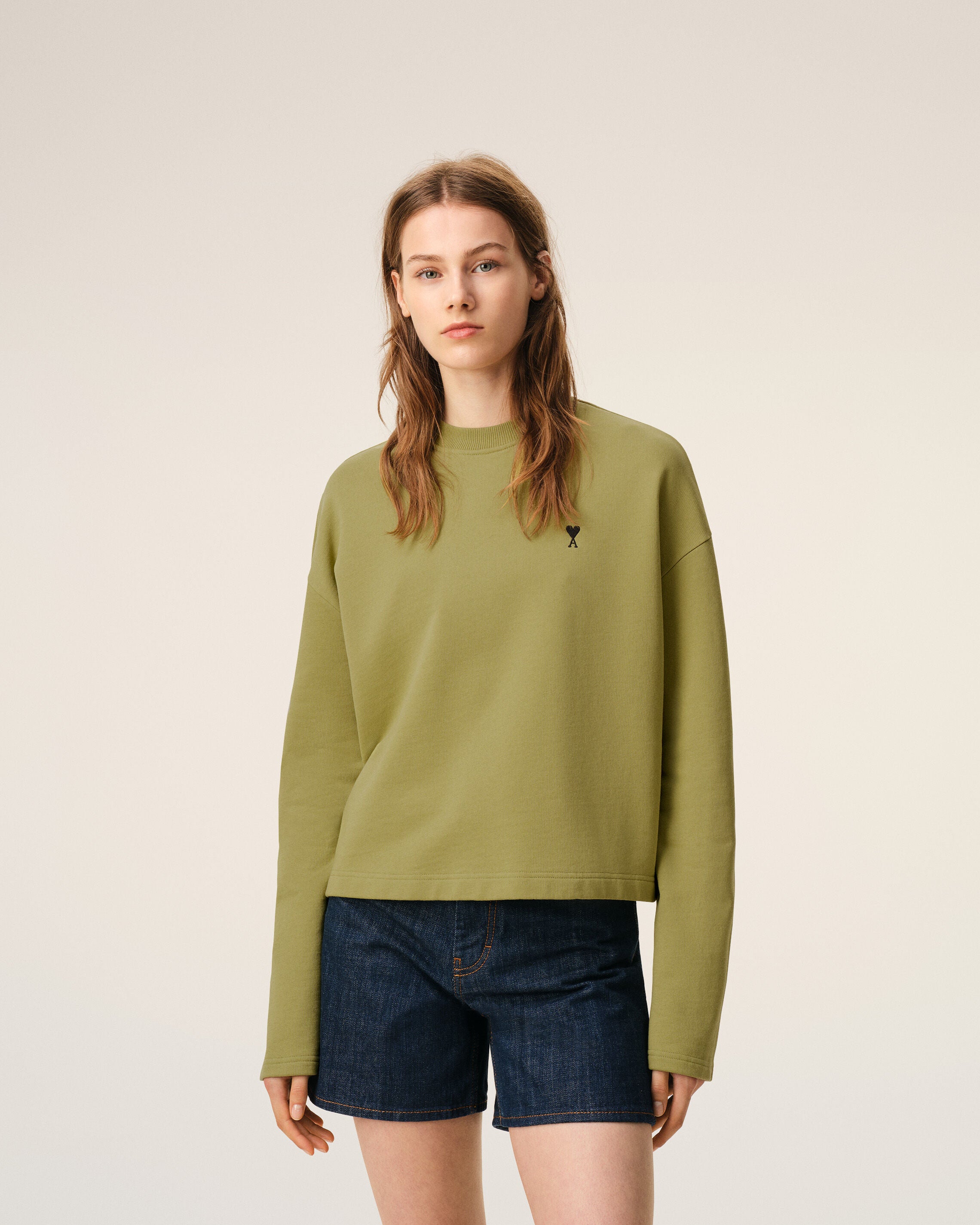 Sudadera corta de algodón verde matcha Ami De Coeur | Ami Paris