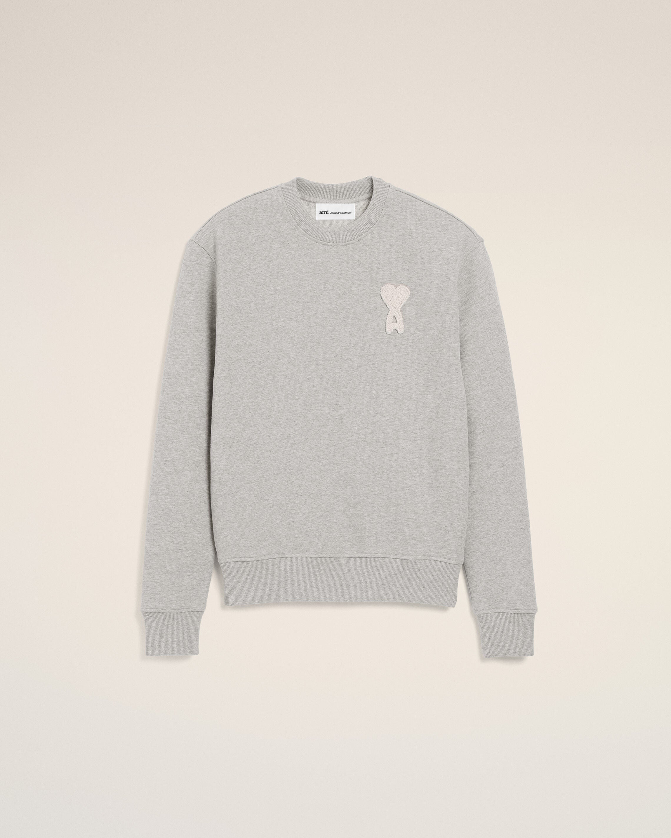 Sudadera de algodón tejido gris ceniza/blanco crema Ami de Coeur | Ami Paris