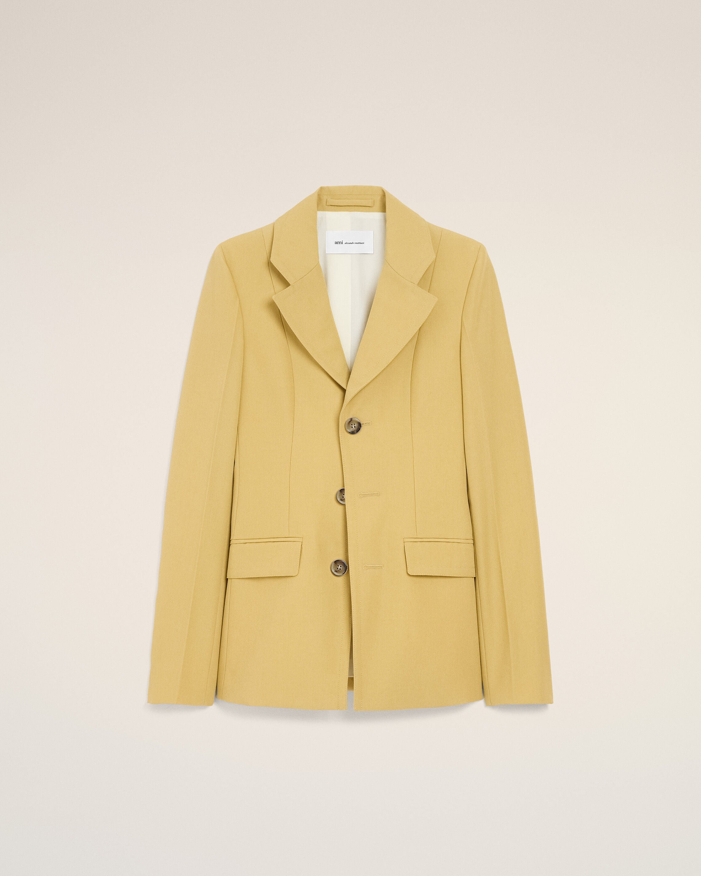 CHAQUETA AJUSTADA DE LANA NUEVA AMARILLA PASTEL | Ami Paris