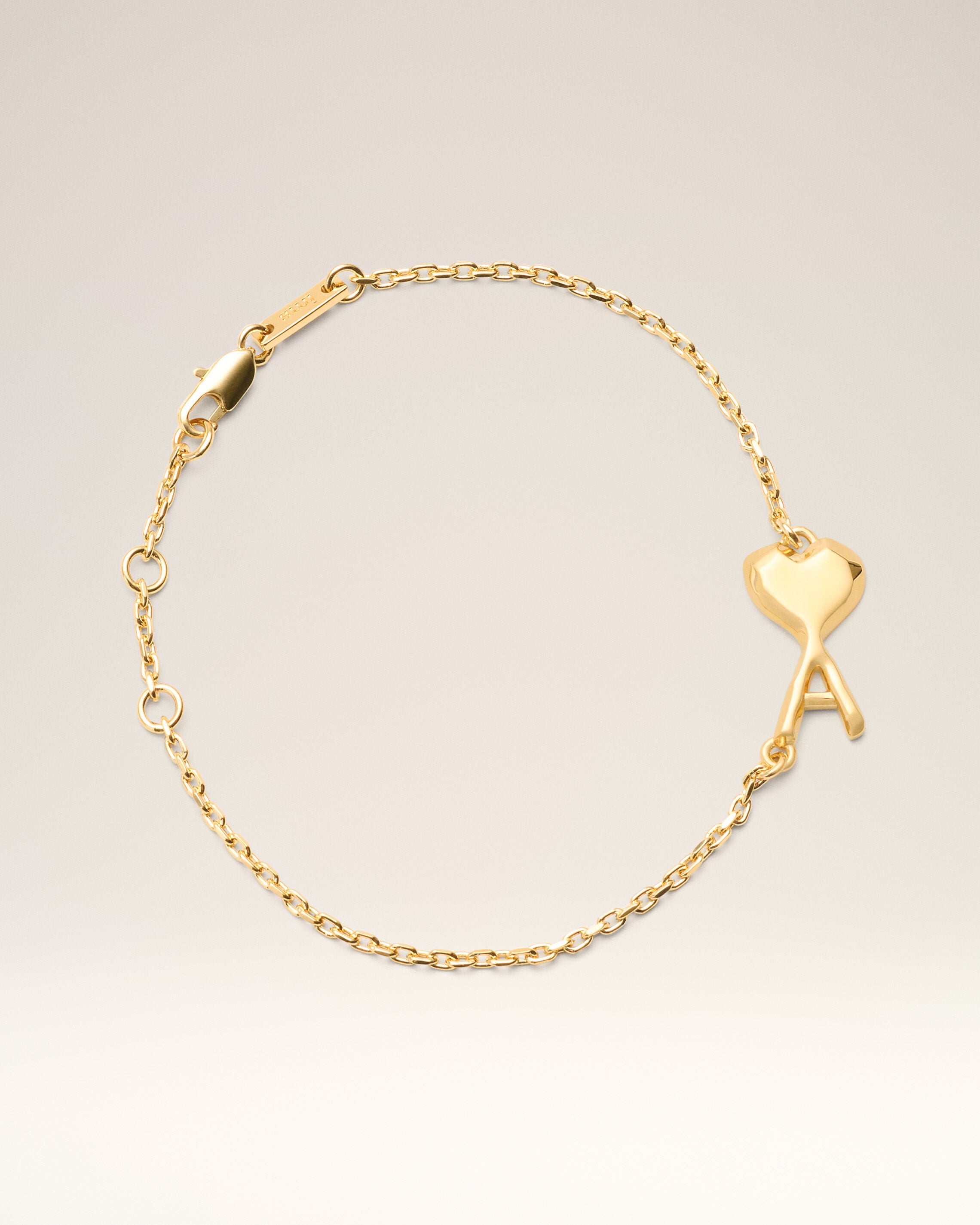 BRACELETE AMI DE COEUR DE BRONCE DELGADO Y HAMMERED EN ORO | AMI PARÍS