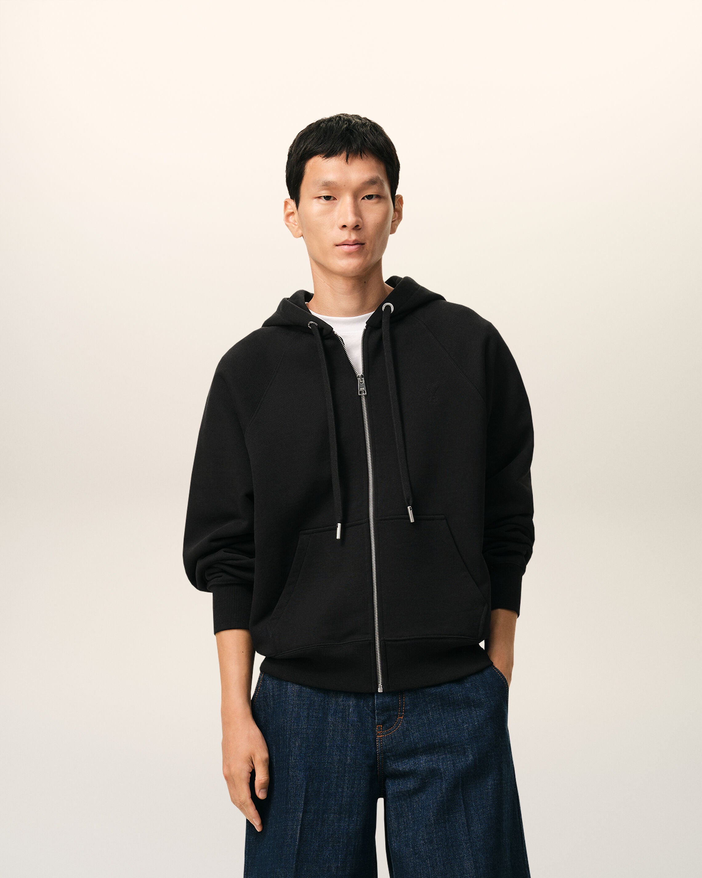 SUDADERA ZIPED DE ALGODÓN NEGRO BLACK Ami De Coeur | AMI PARIS