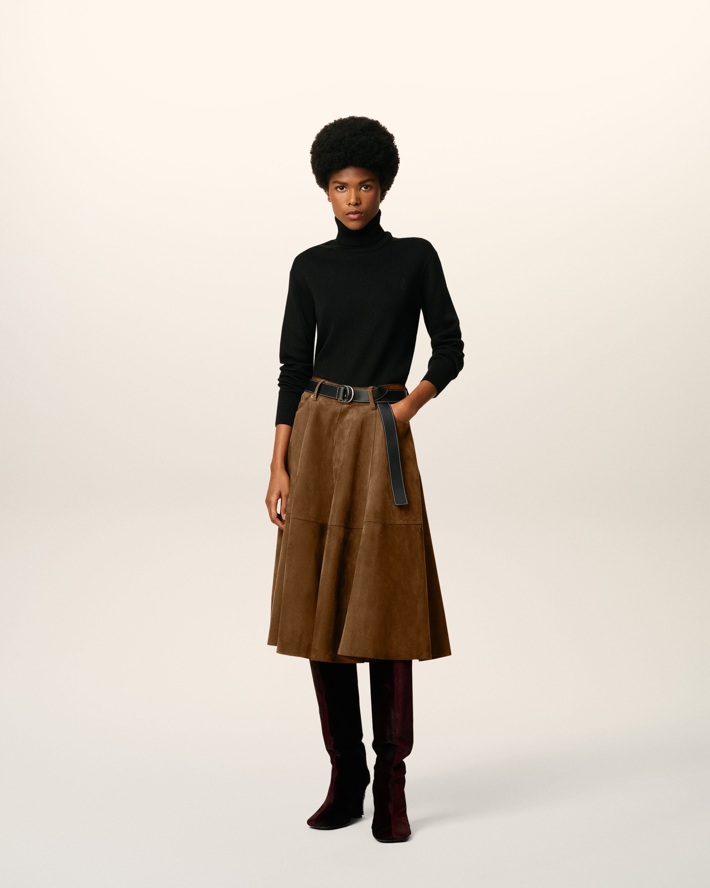 Sweater de lana negra BLACK/BLACK Ami De Coeur con cuello vuelto | AMI PARIS