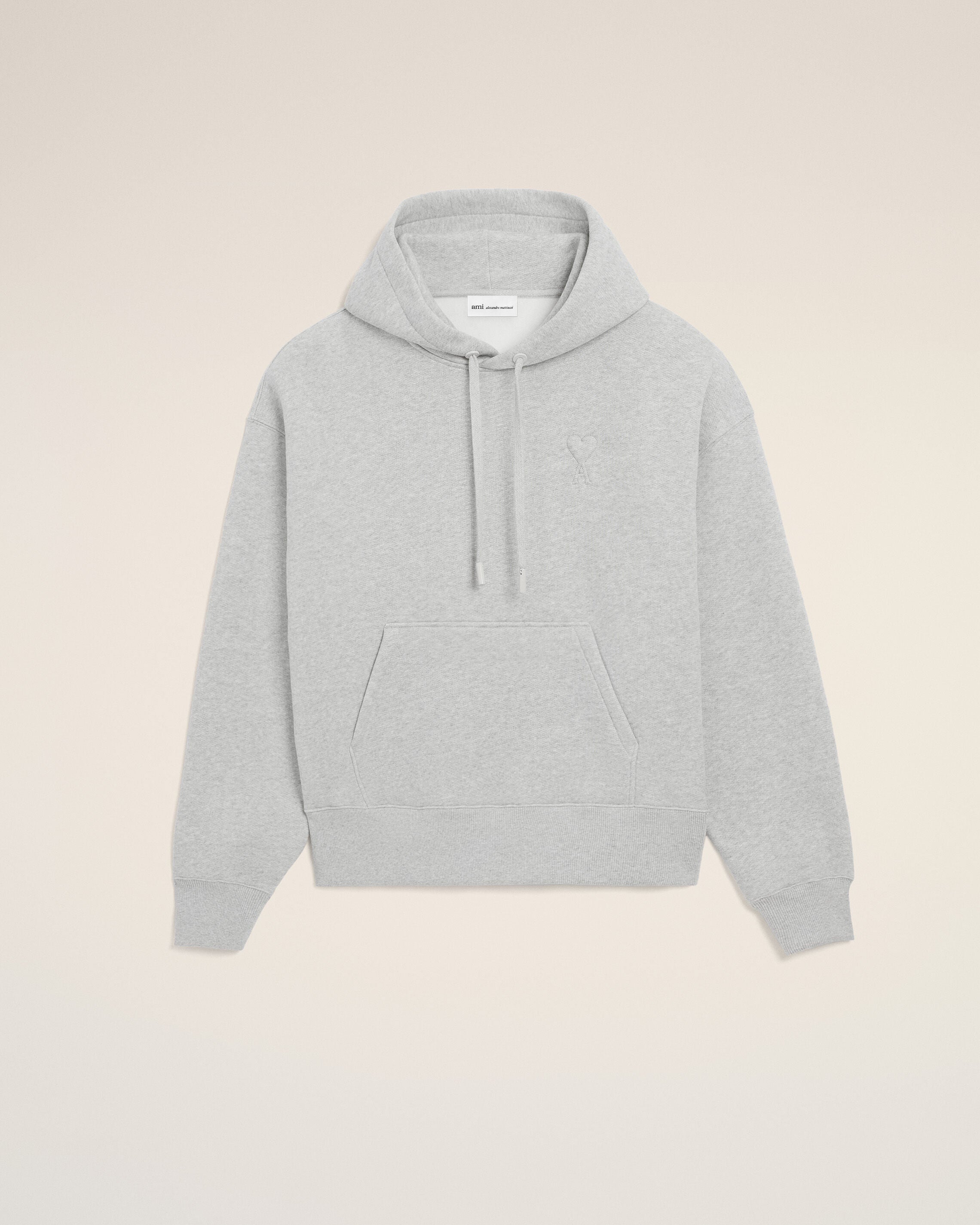 Sudadera Ami De Coeur de algodón gris con acabado estampado en tono heather gris | Ami Paris