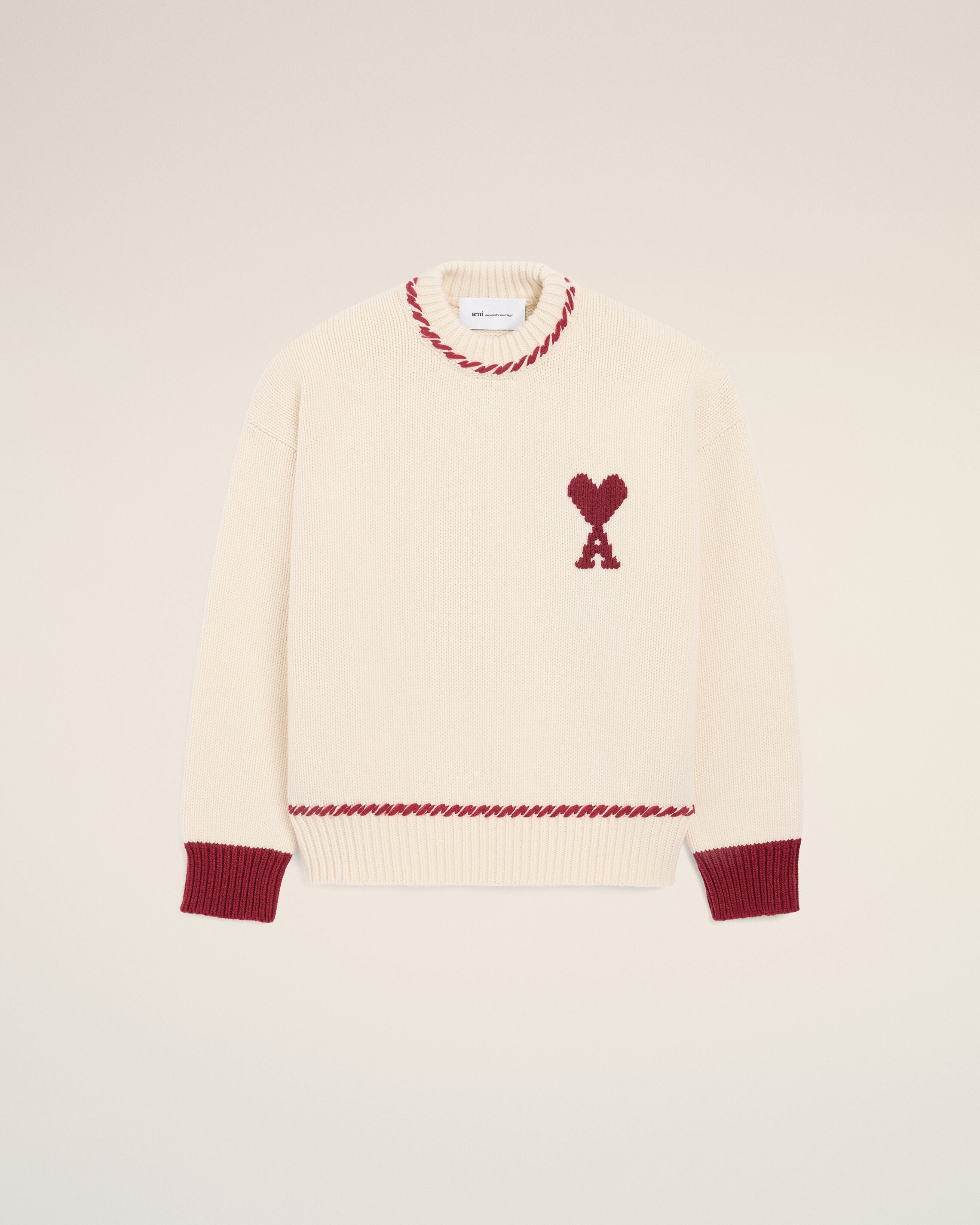 Sudadera de lana blanca MOONLIGHT / SUNSET RED Ami De Coeur | Ami Paris