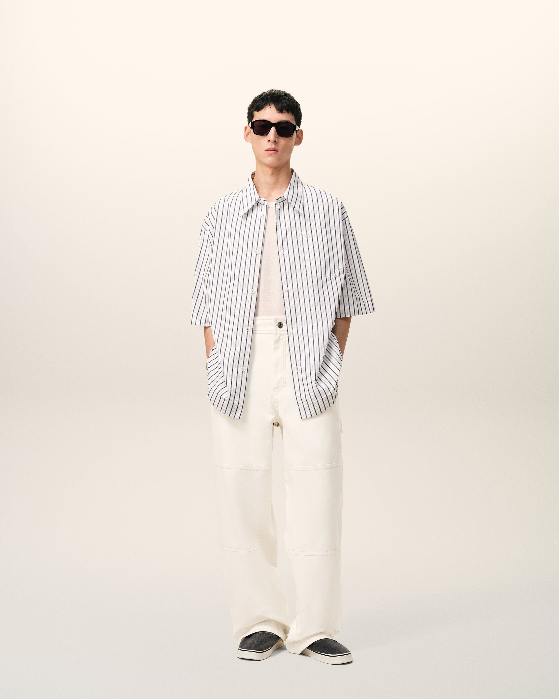 Pantalones de trabajo blancos de algodón | Ami Paris