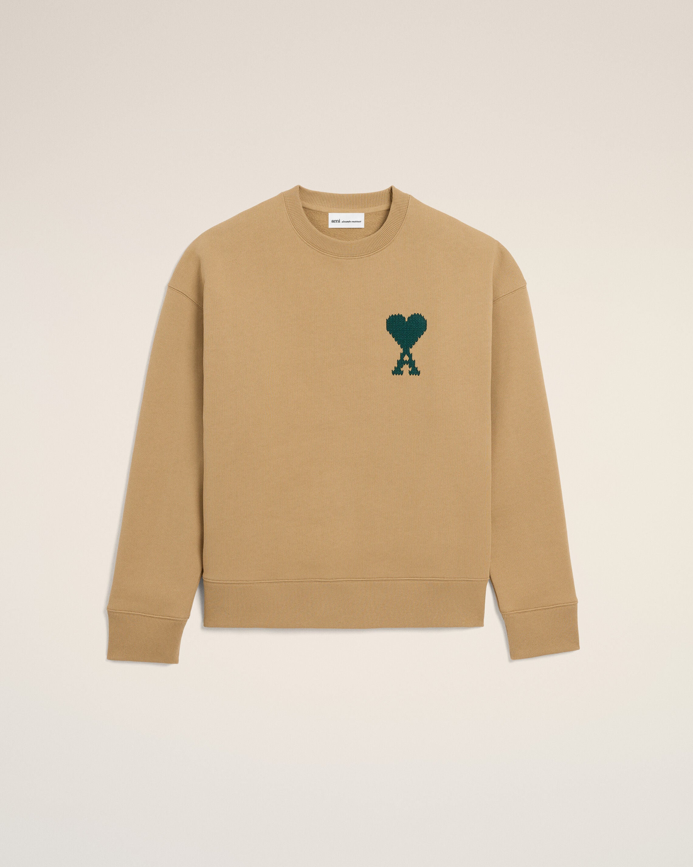 Sudadera Ami de Coeur de algodón beige Camel / Evergreen | Ami Paris