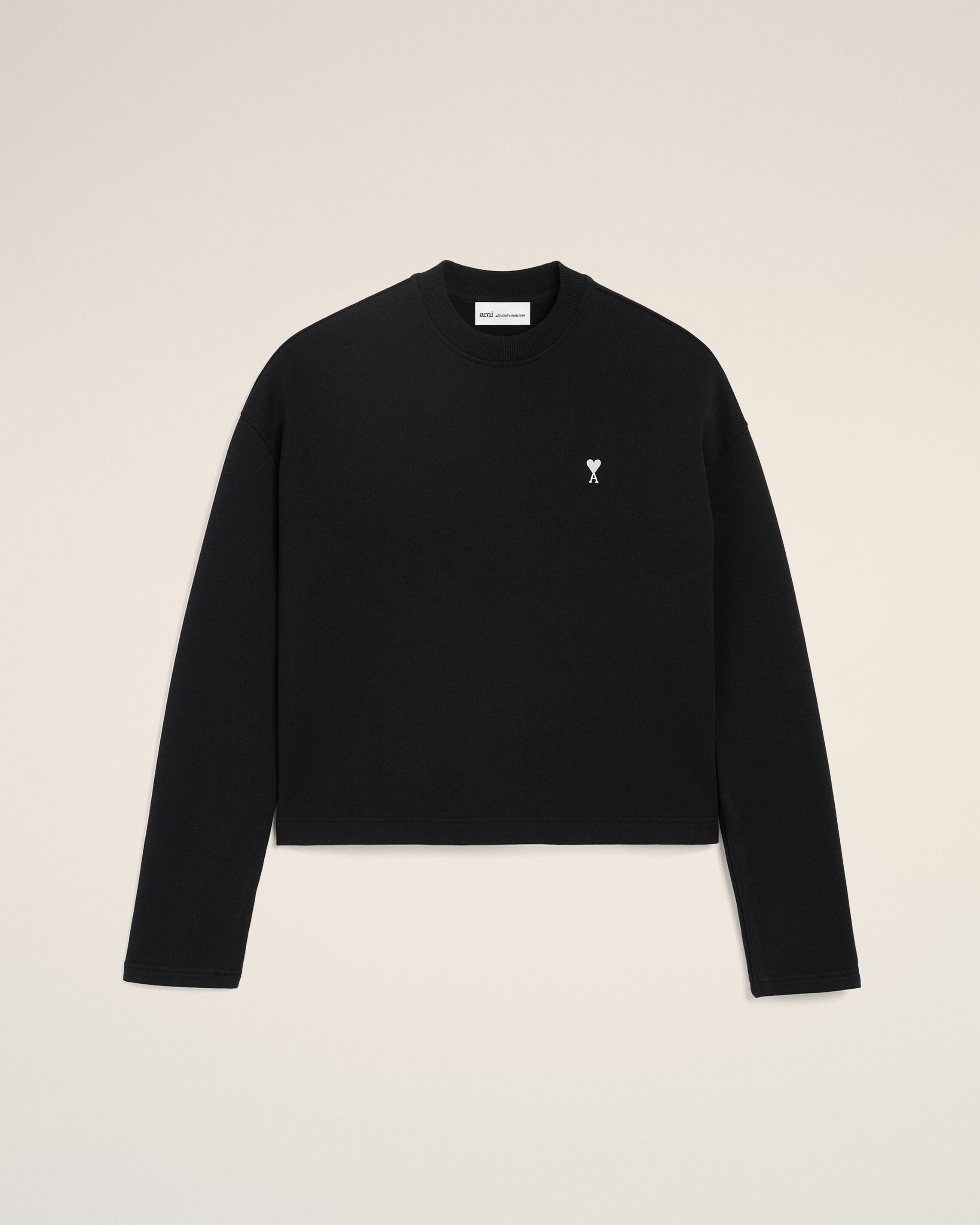 SUDADERA CORTA DE ALGODÓN NEGRO/BLANCO CREAM BLACK AMI DE COEUR | Ami Paris