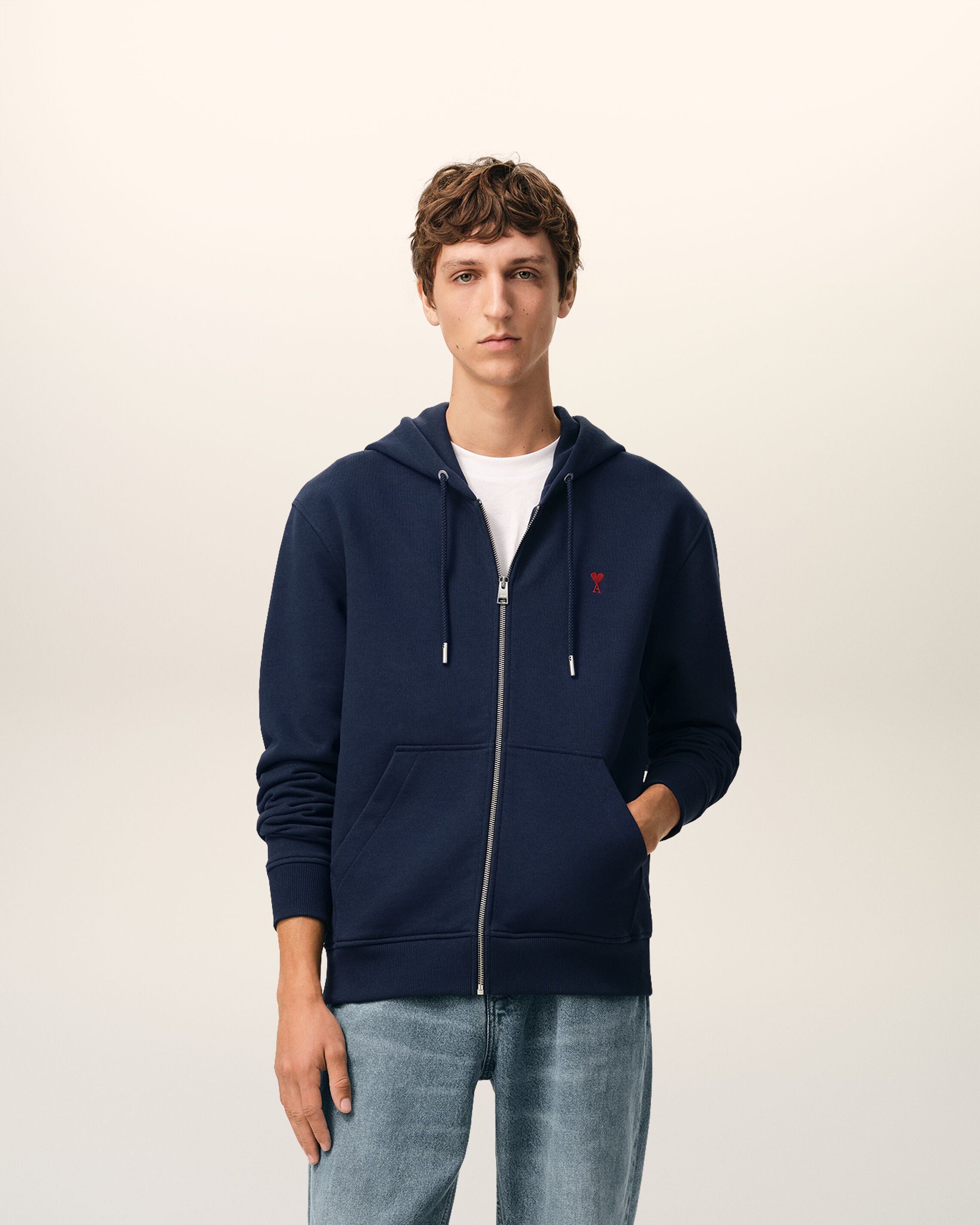 Sudadera con cremallera Ami de Coeur azul noche rojo | AMI PARIS