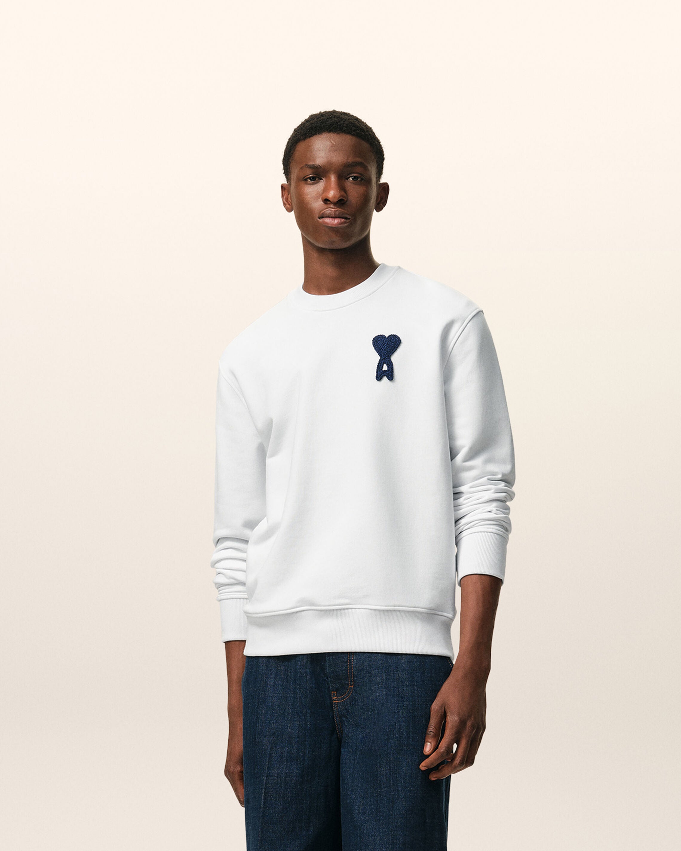 Sudadera de punto de algodón blanco/tinta Ami De Coeur | Ami Paris