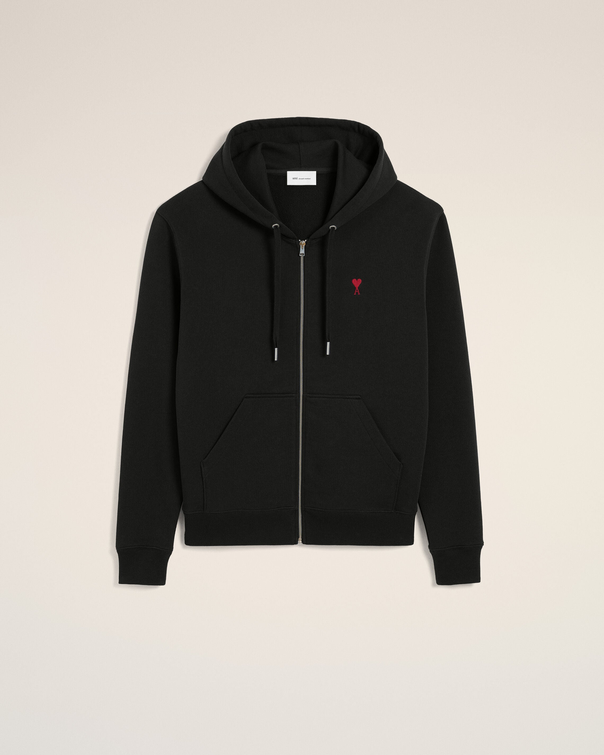 Sudadera con cremallera Ami de Coeur negra y roja | AMI PARIS