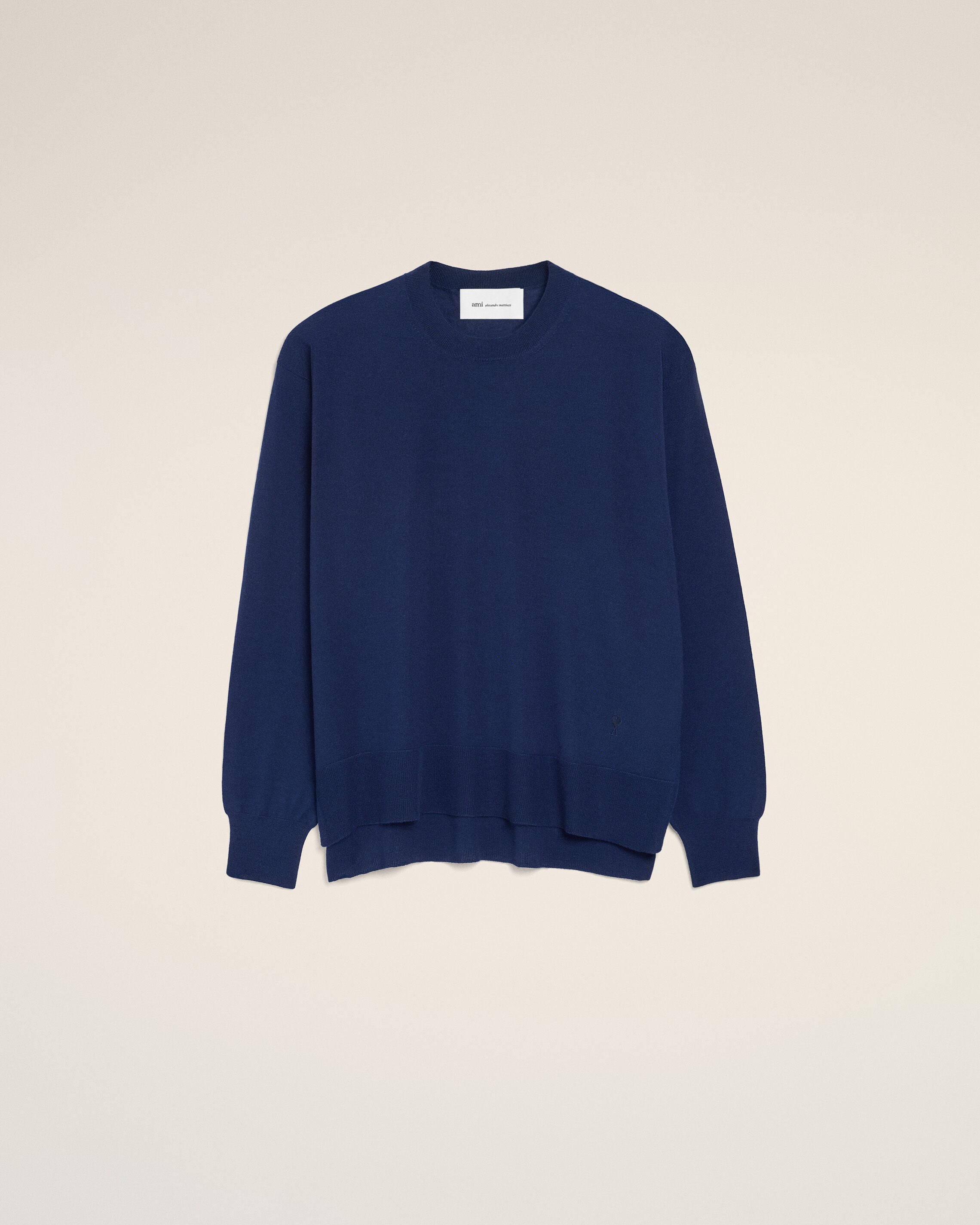 Sweater Ink Bleu de lana fina tejido de seda | Ami Paris
