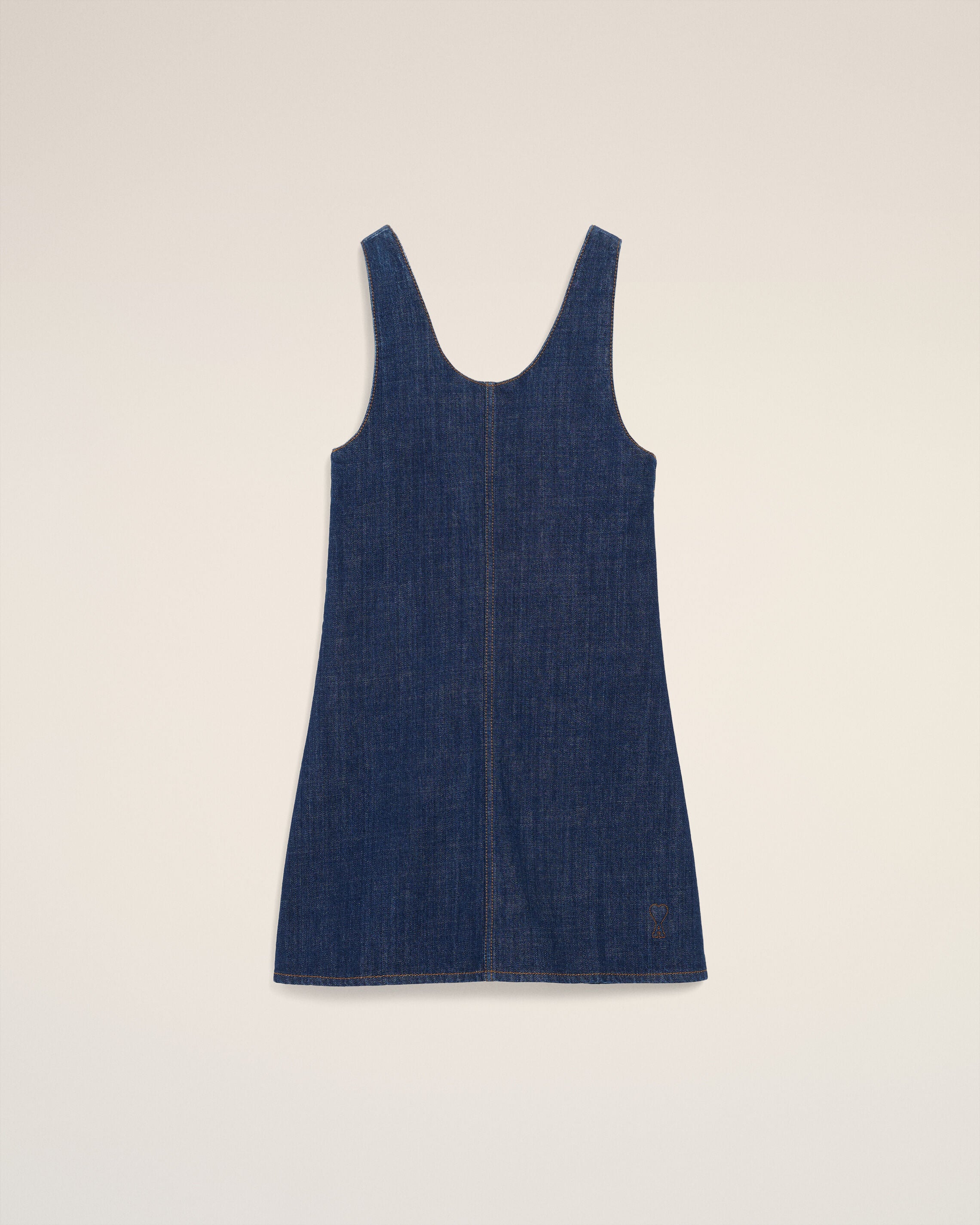 Vestido corto de algodón azul índigo | Ami Paris
