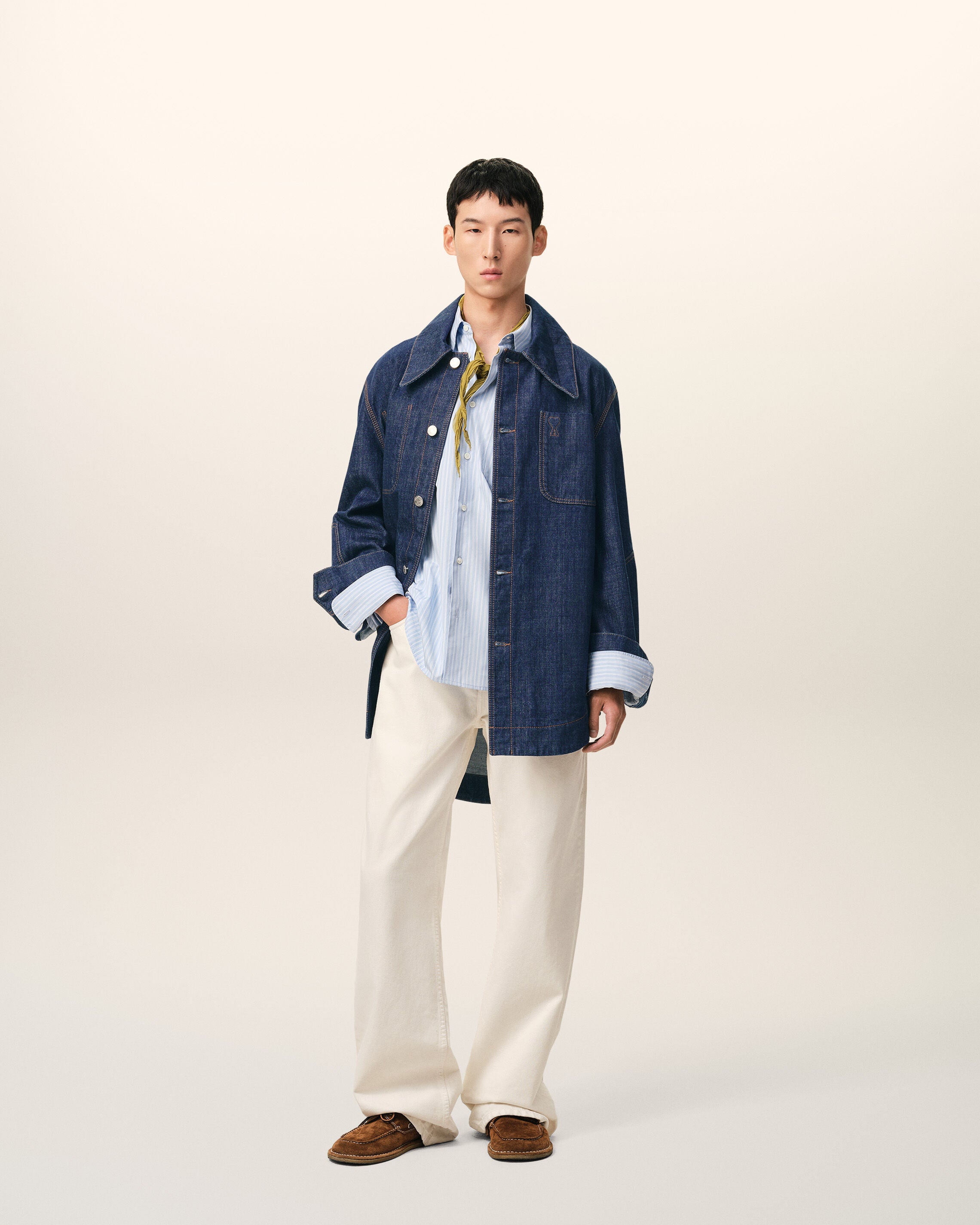 Chamarra worker de algodón azul indigo Ami De Coeur | Ami Paris