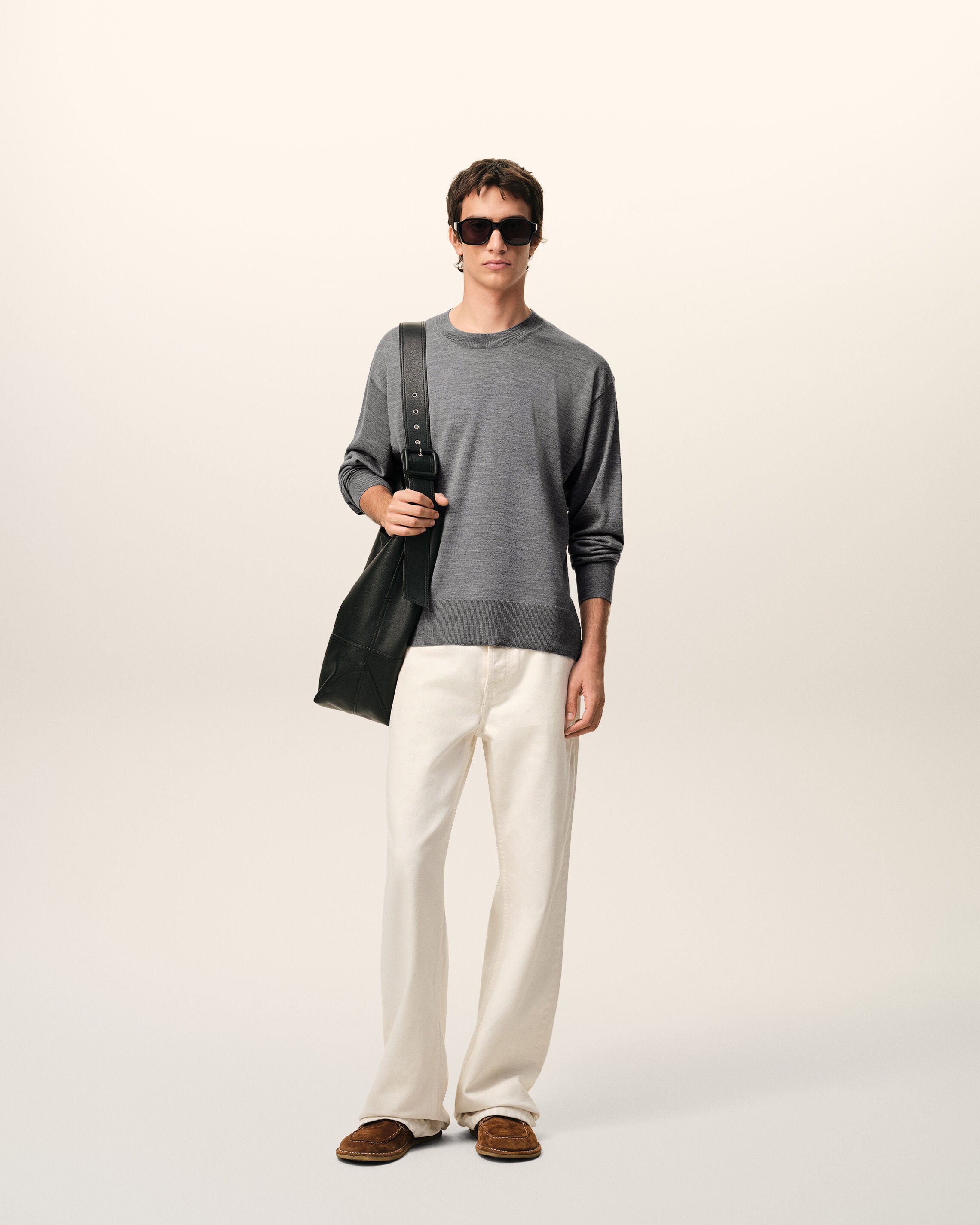 Sweater Ami De Coeur de lana fina gris carbón | Ami Paris