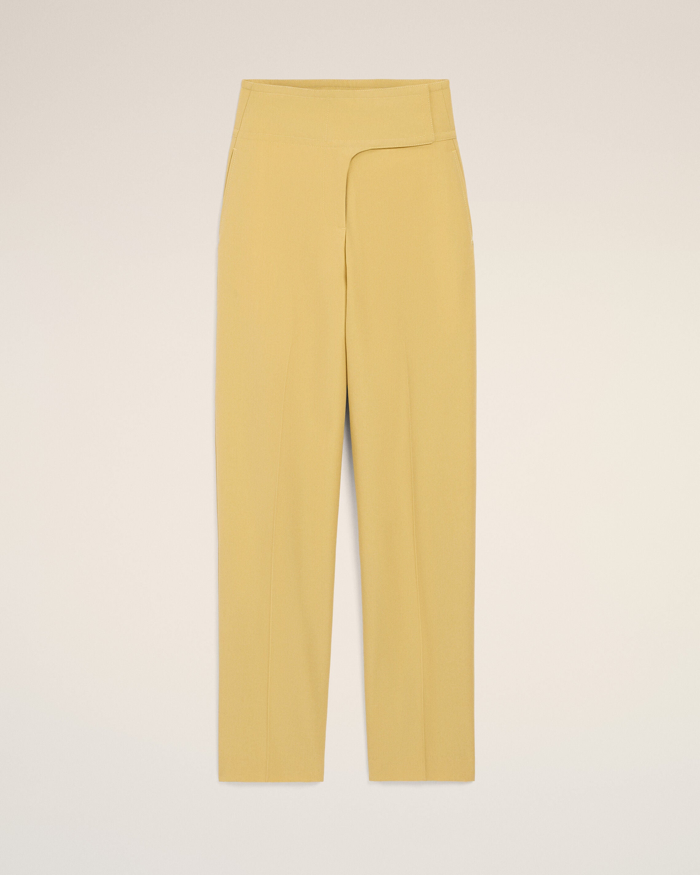 PANTALONES DE TELA DE LANA CON CINTURÓN ENVUELTO AMARILLO PASTEL NUEVO | Ami Paris