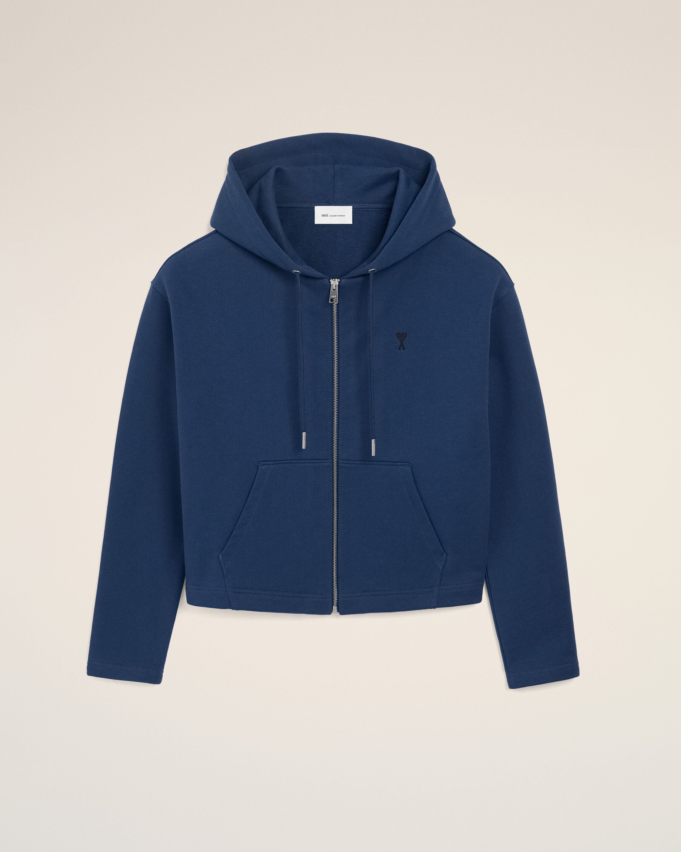 Sudadera con cremallera Ami de Coeur en algodón azul tinta | Ami Paris