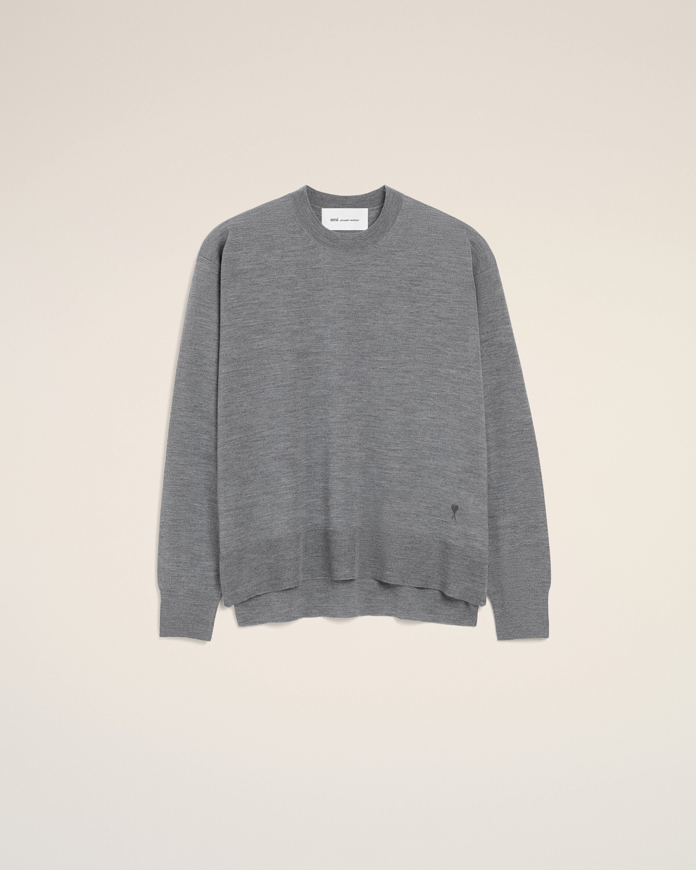 Sweater Ami De Coeur de lana fina gris carbón | Ami Paris