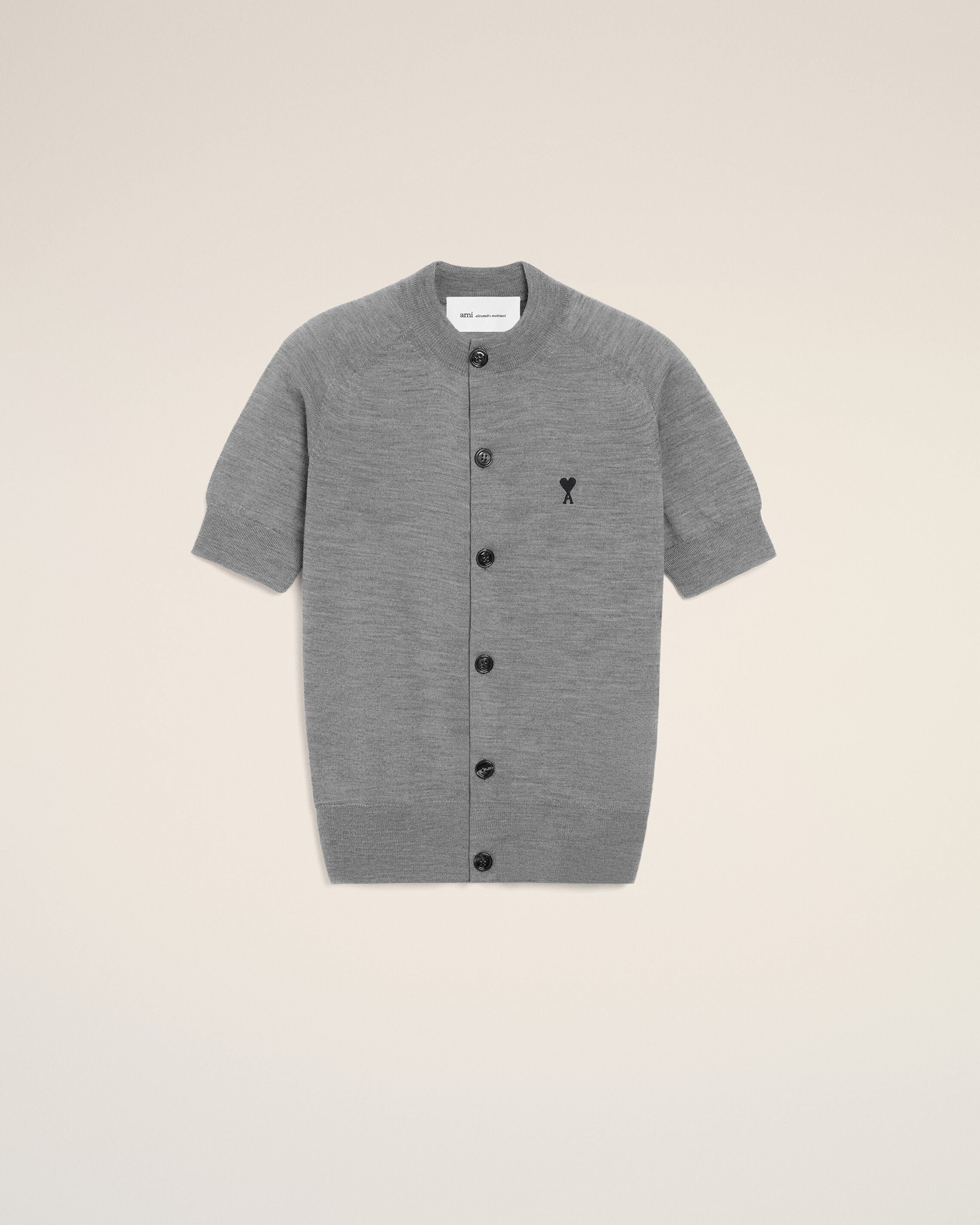 Cardigan de lana gris heather / negro de Ami De Coeur | Ami Paris