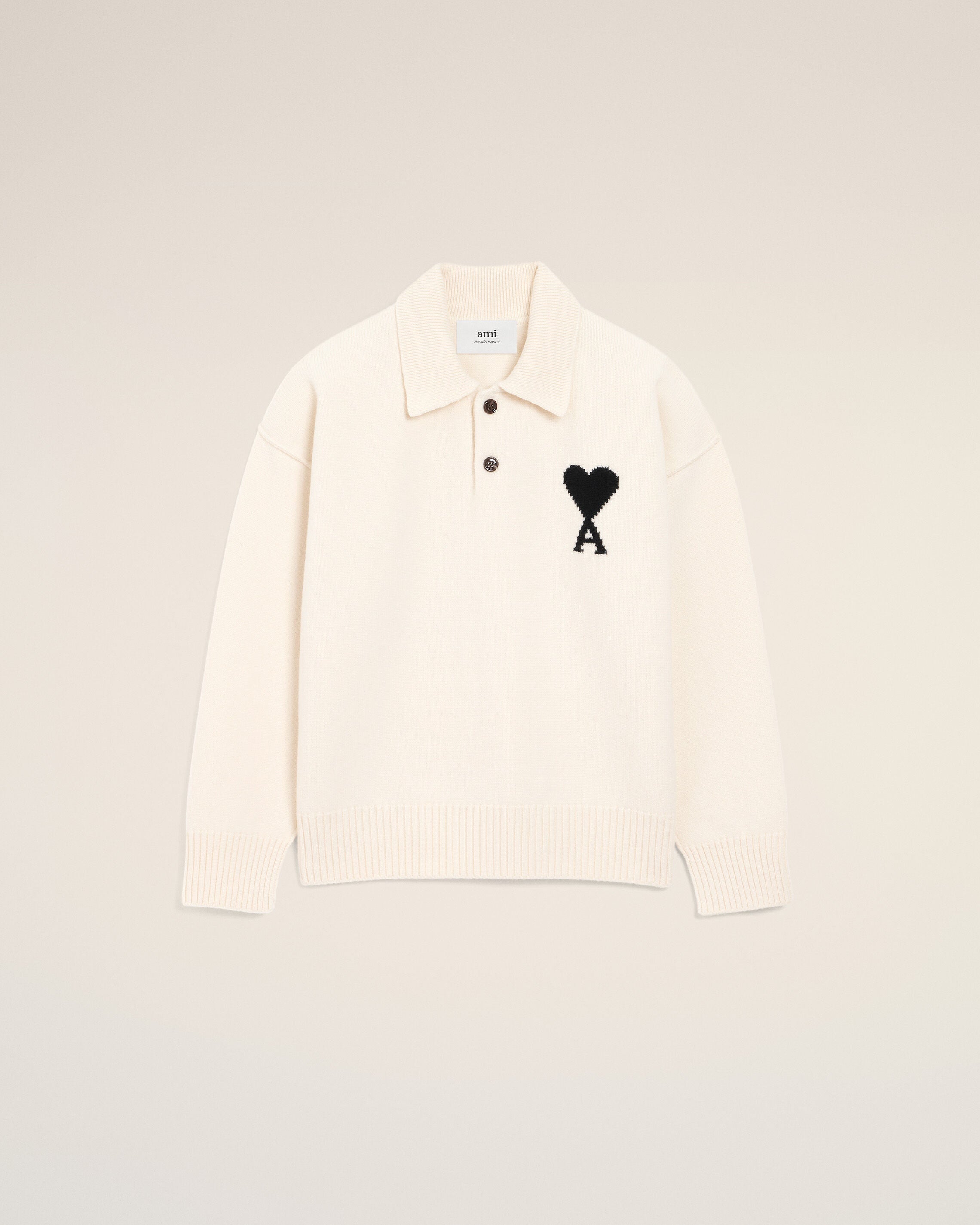 Polo de lana blanca OFFWHITE/BLACK Ami De Coeur | AMI PARIS