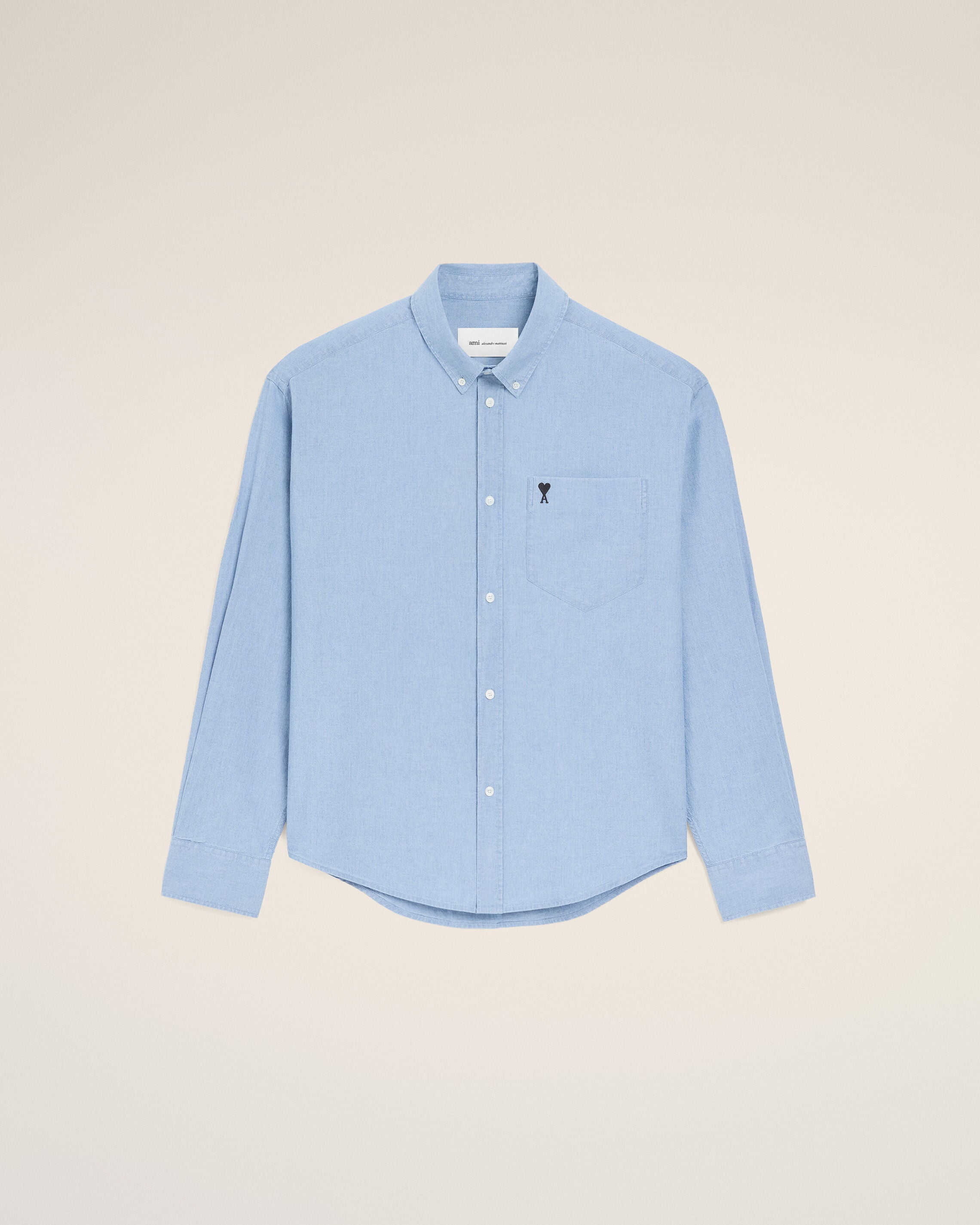 CAMISA AMI DE COEUR AZUL CASHMERE AZUL DE ALGODÓN CON ESTAMPADO CUADRADA | Ami Paris