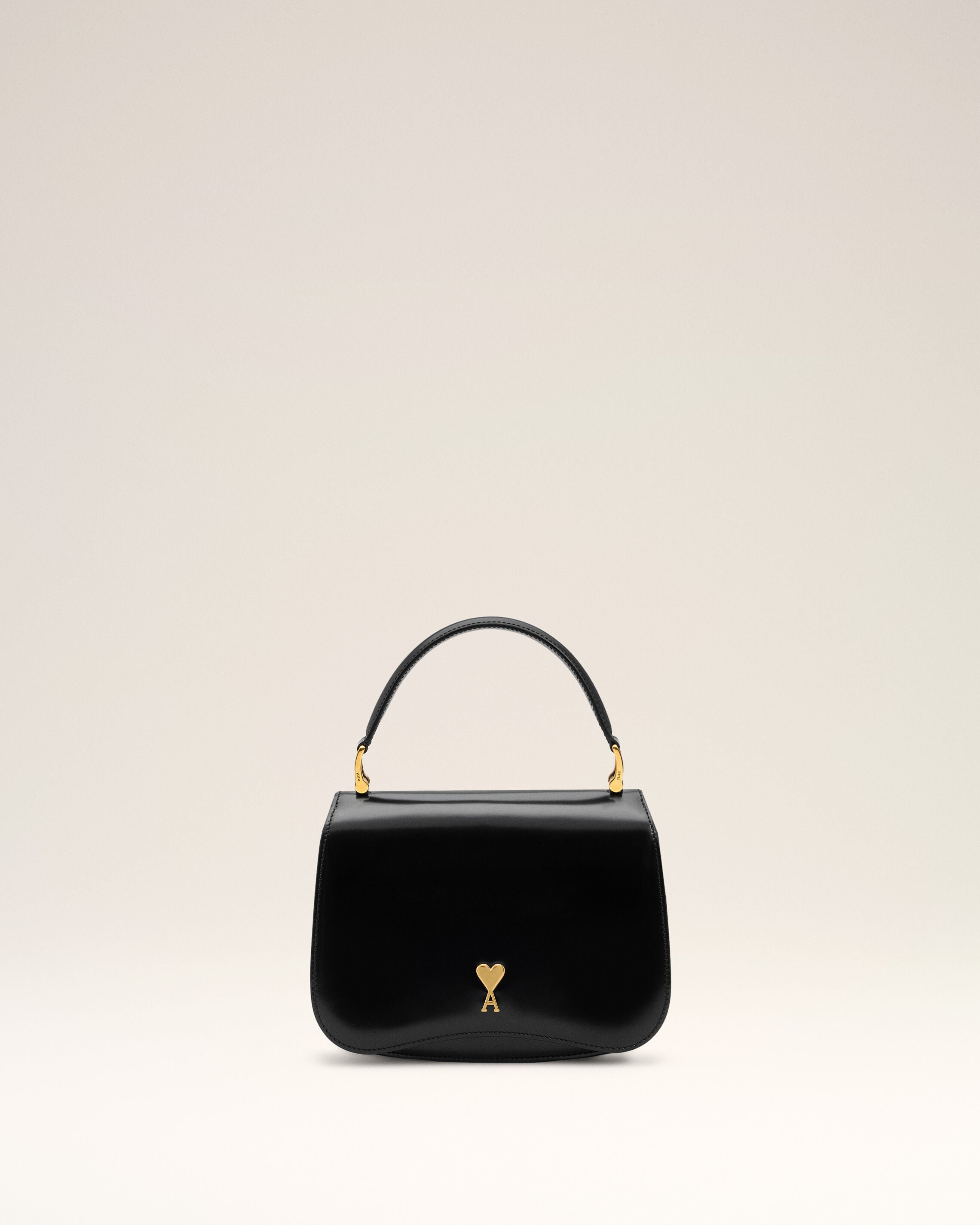 BOLSA PARIS PARIS DE MANO SUPERIOR EN CUERO BRILLO NEGRO | AMI PARIS