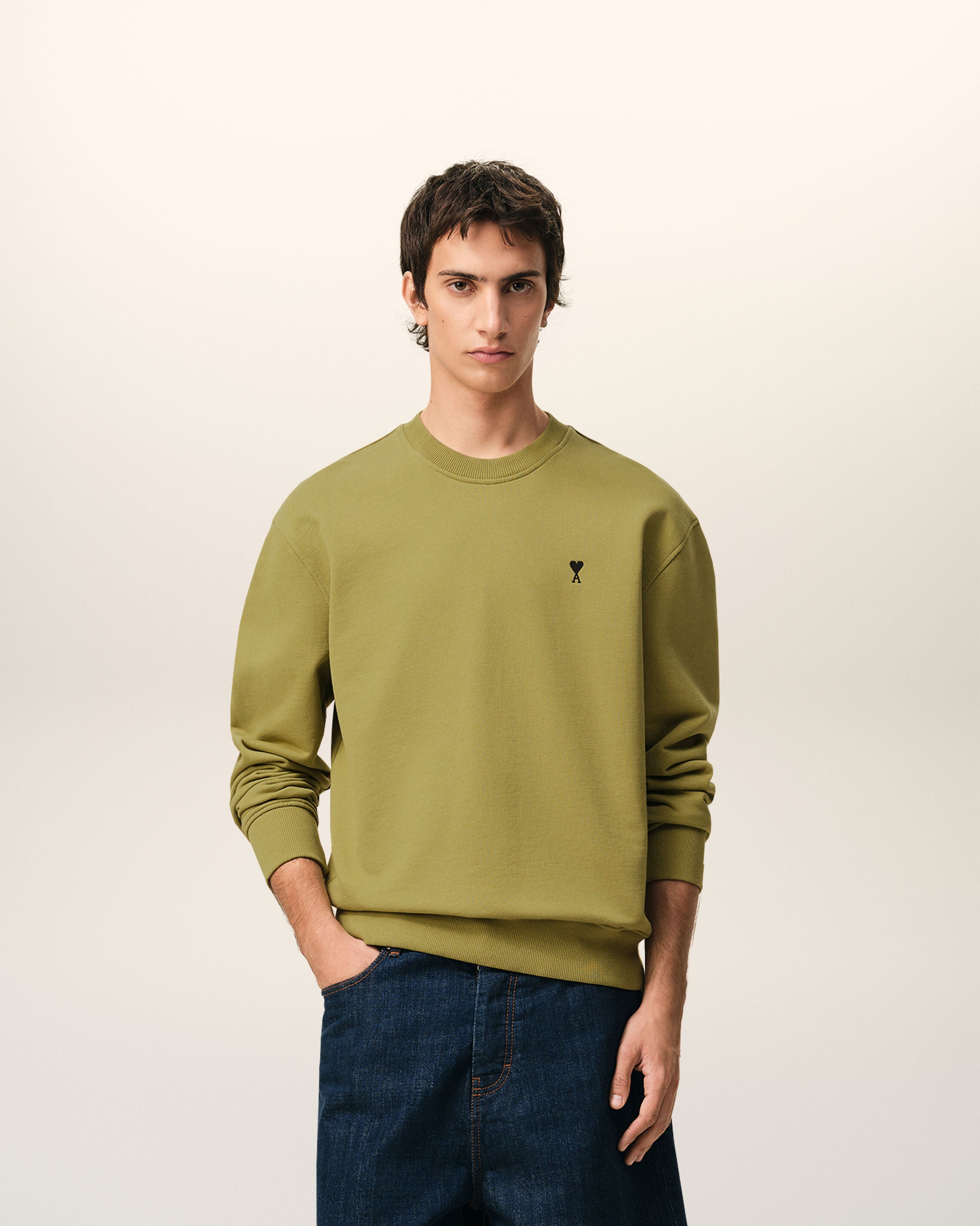 Sudadera Ami De Coeur de algodón verde matcha | Ami Paris