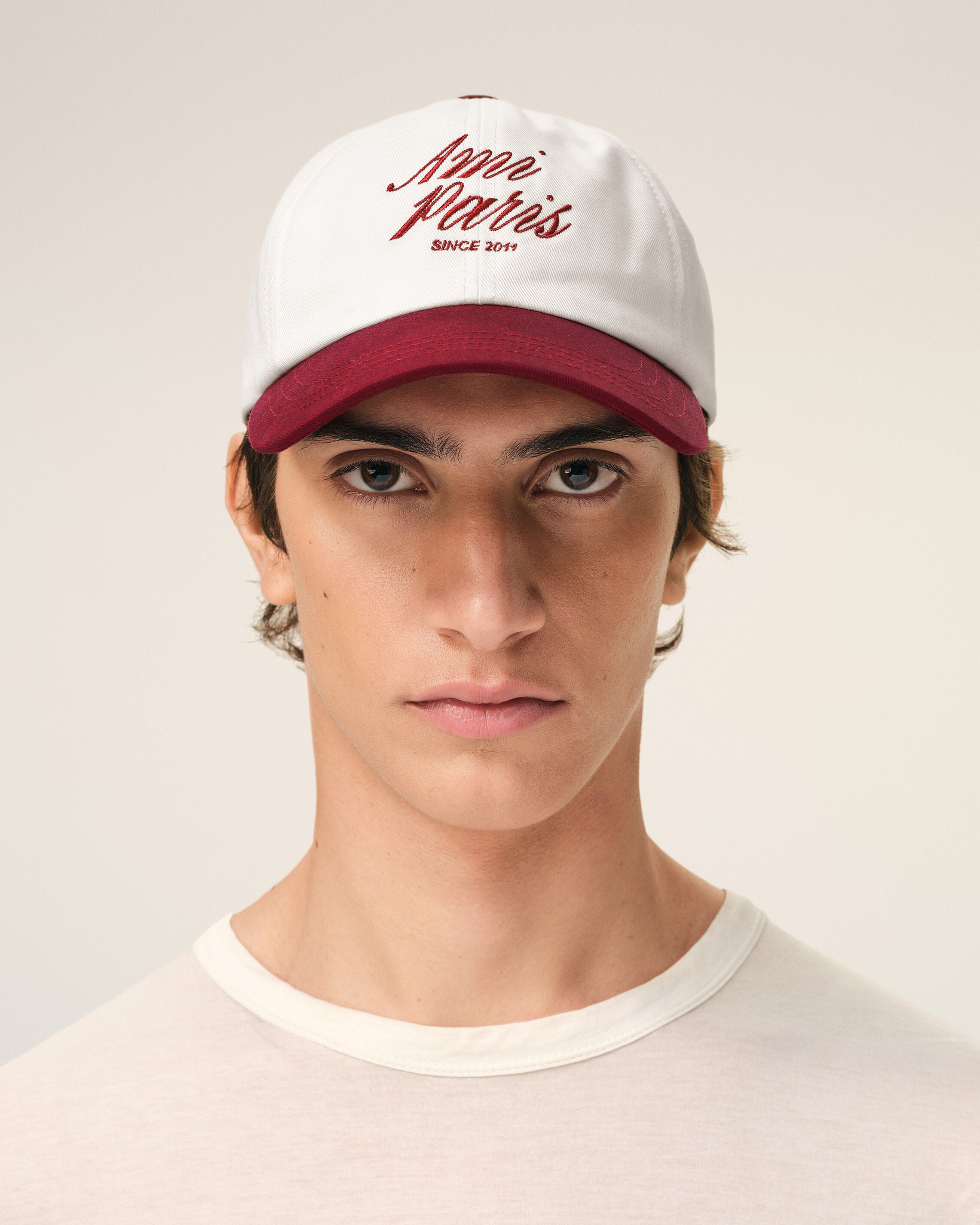 Gorra bicolor de algodón rojo y blanco RUBIS/CREAM Ami Paris | Ami Paris