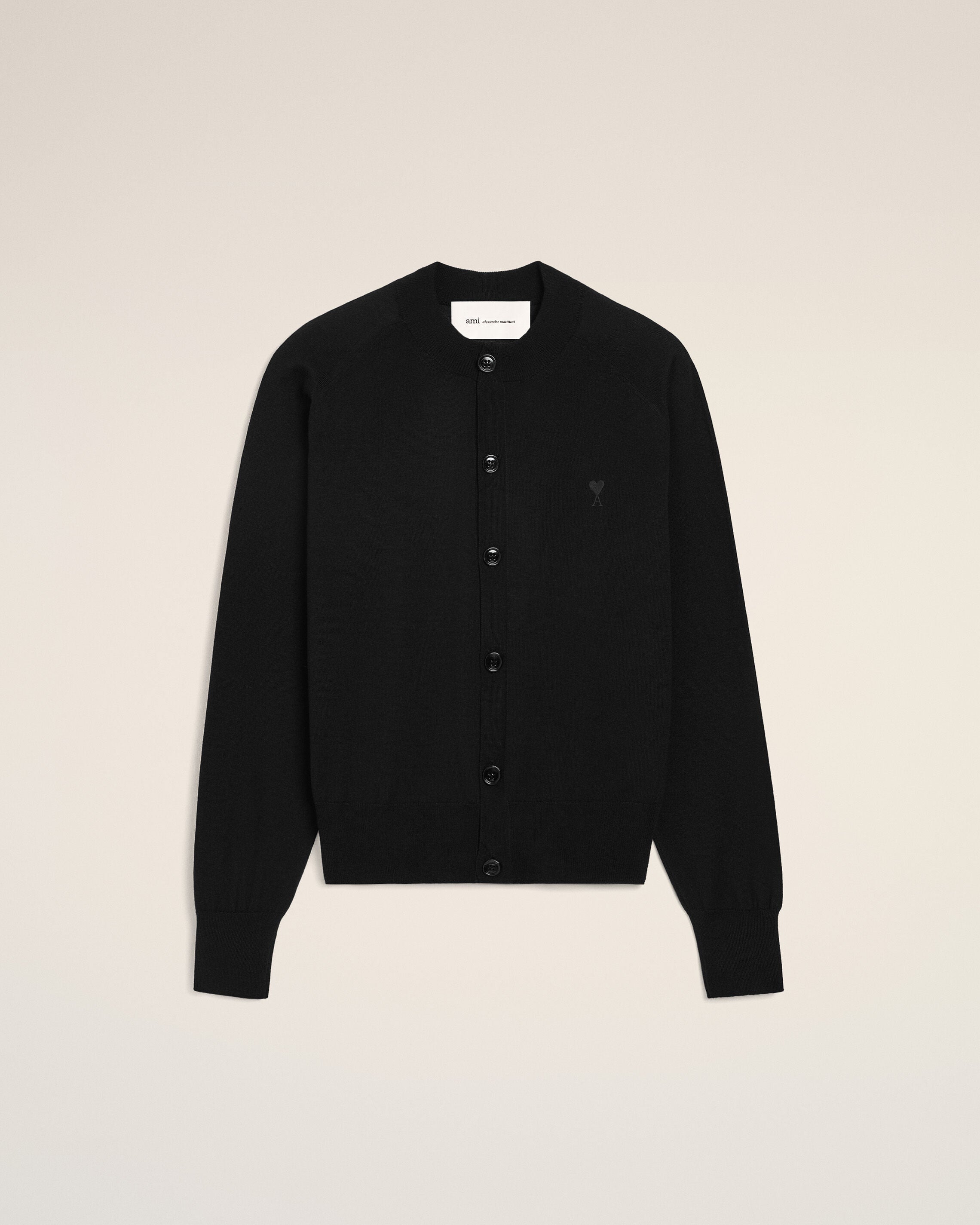CARDIGAN AMI DE COEUR DE LANA NEGRO/NEGRO CUELLO REDONDO | Ami Paris