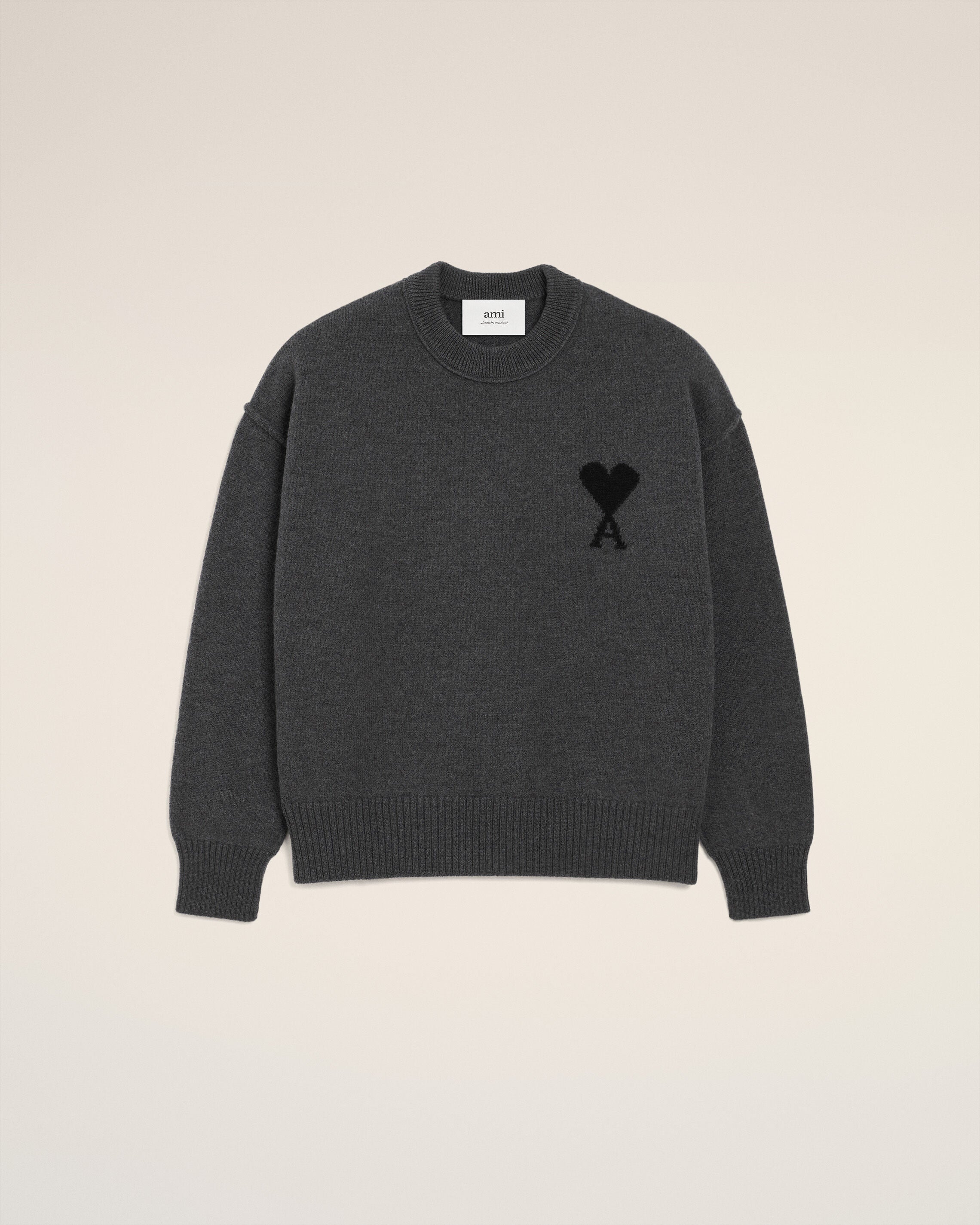 Sweater de lana gris heather / negro Ami De Coeur | AMI PARIS