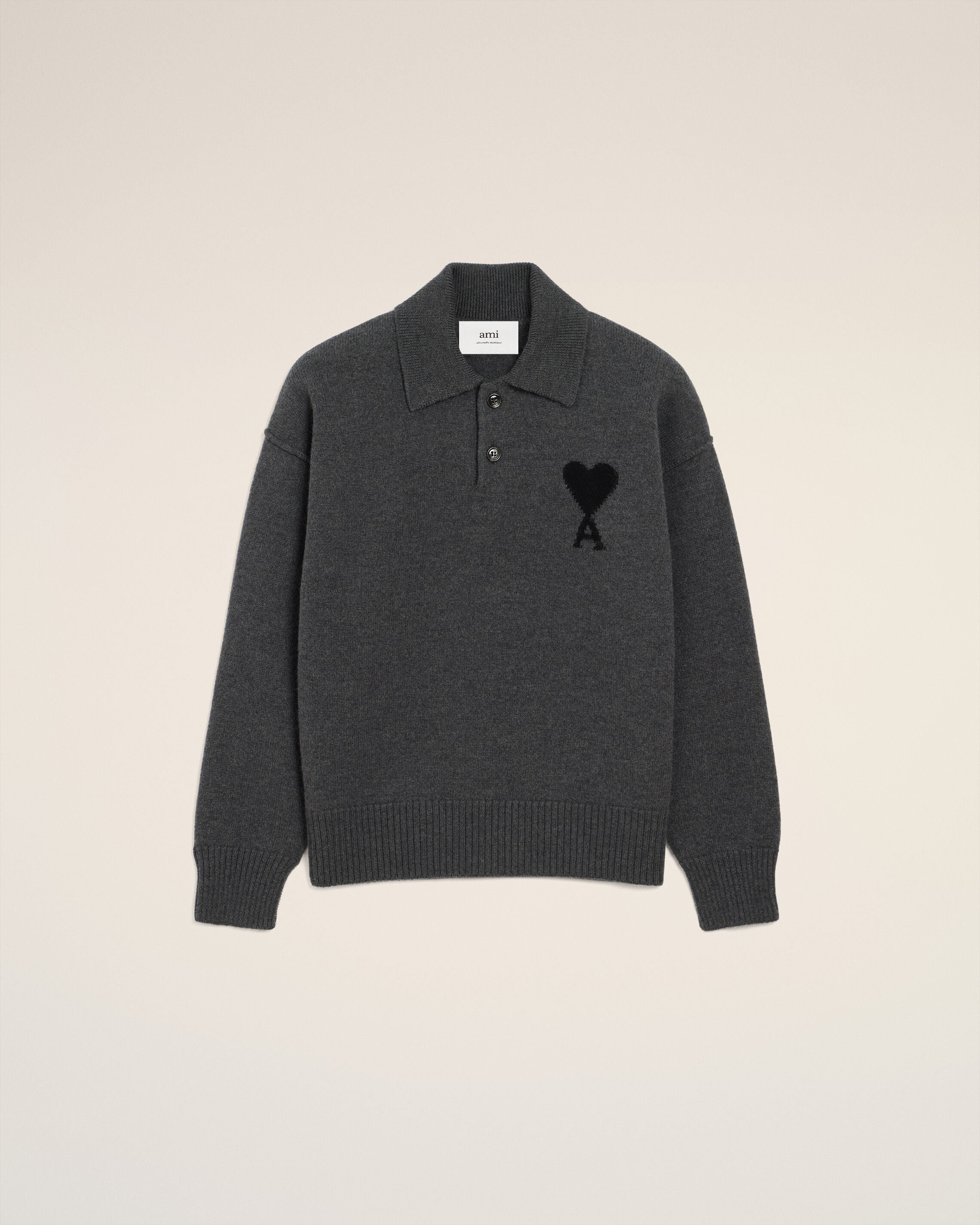 Polo de lana gris heather / negro Ami De Coeur | AMI PARIS
