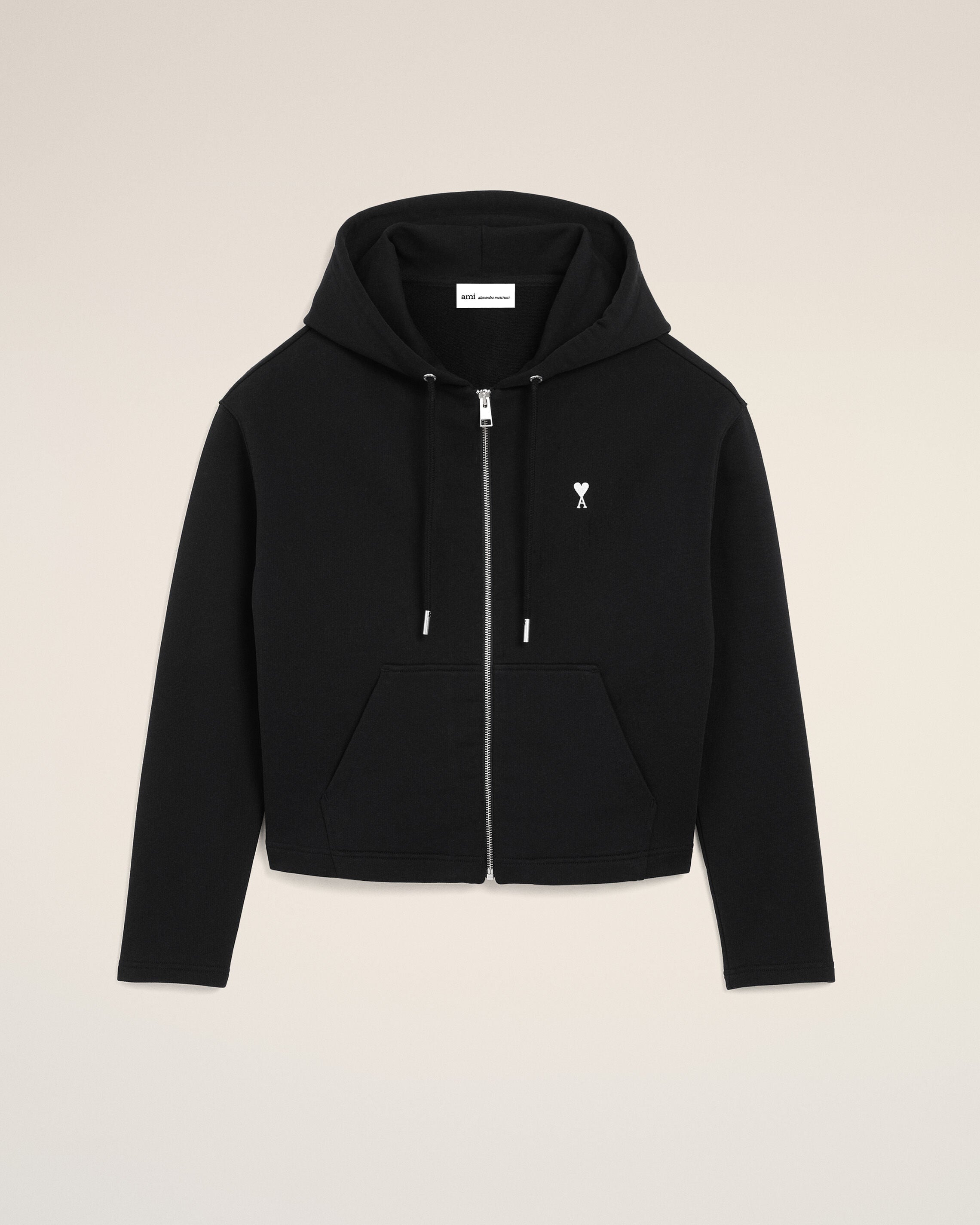 SUDADERA CON CIERRE BLACK/WHITE CREAM NEGRO DE ALGODÓN AMI DE COEUR | AMI PARÍS