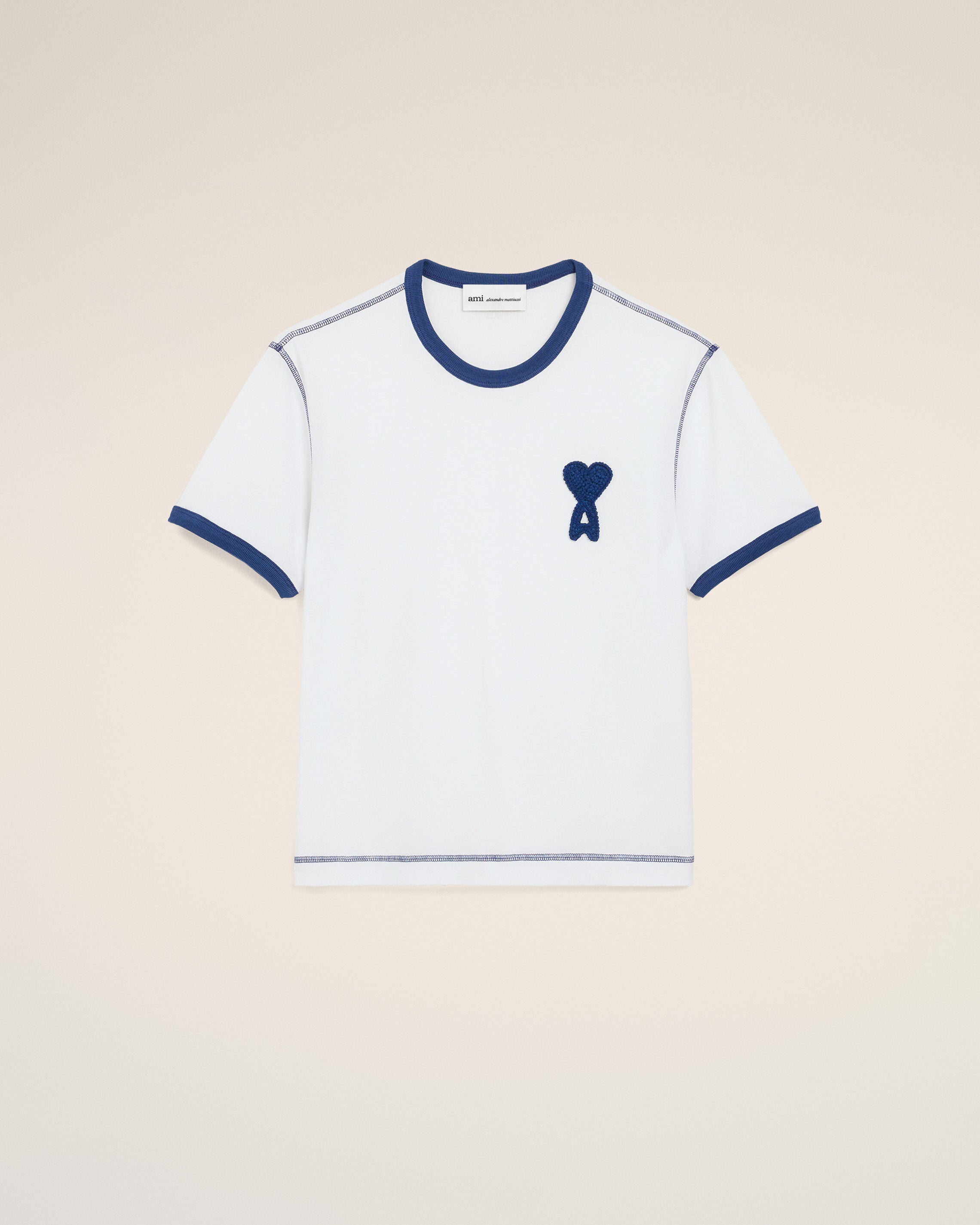 Camiseta de punto Ami De Coeur de algodón blanco/ink | Ami Paris