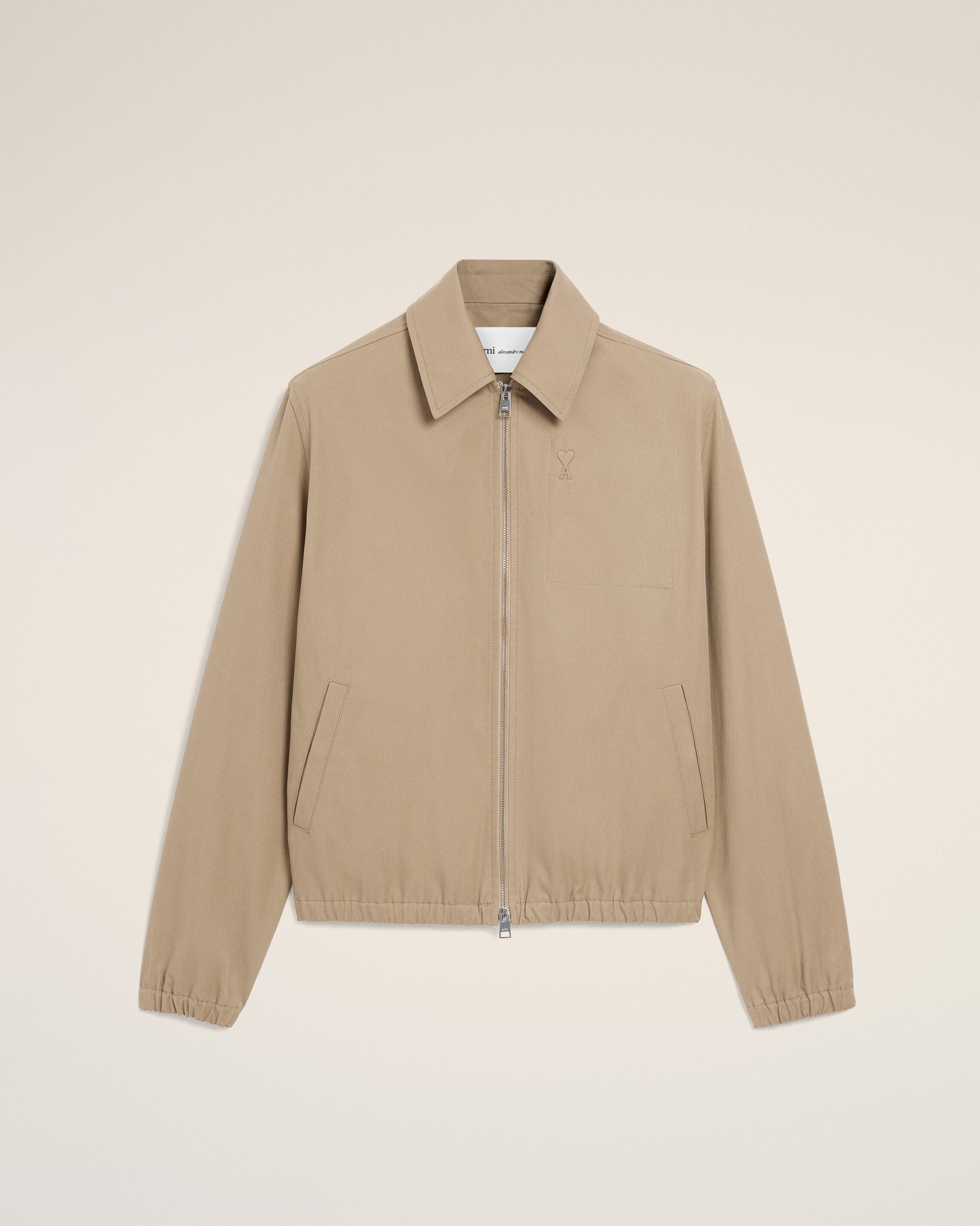 Chaqueta con cremallera beige taupe de algodón Ami De Cœur | Ami Paris